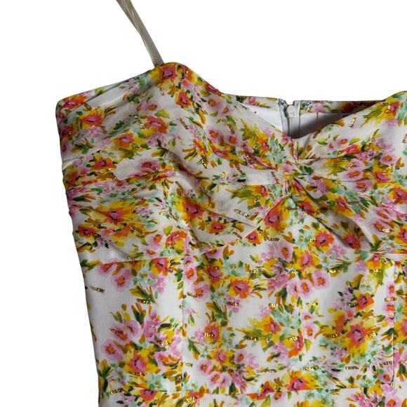 Shoshanna Remy White Orange Floral Print Strapless Ruffled Maxi Dress 8 - Picture 10 of 14